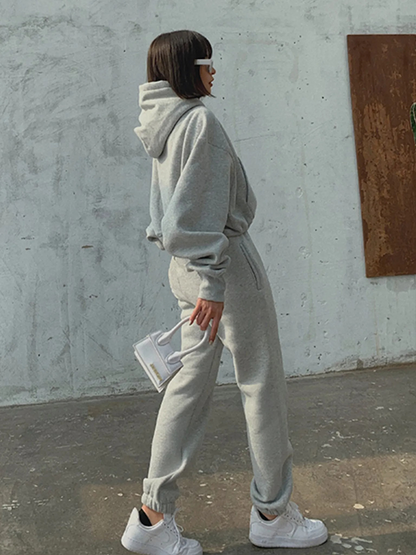 Damen-Hoodie Lounge-Set Weiche Baumwolle Lässige Passform-4