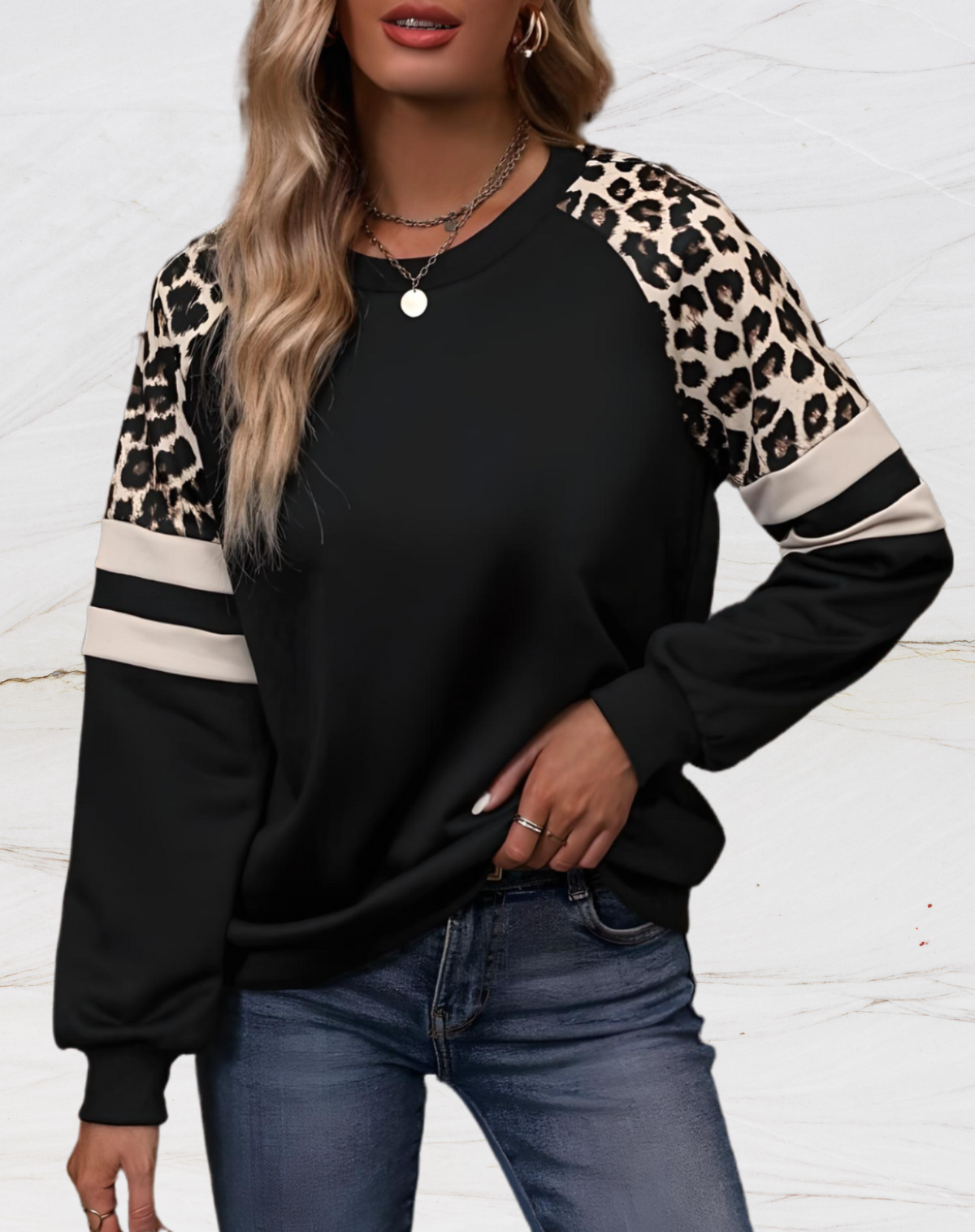 Variant image for Damen-Strickpullover, oversized Leopardenmuster, weich-11