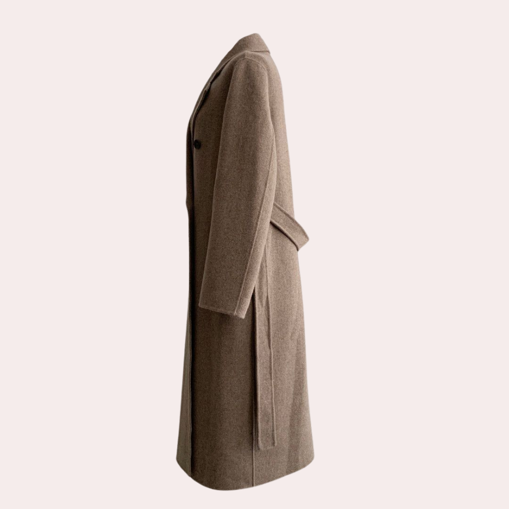 Langer Wintermantel Damen Elegant mit Knöpfen Hochwertiges Material-4