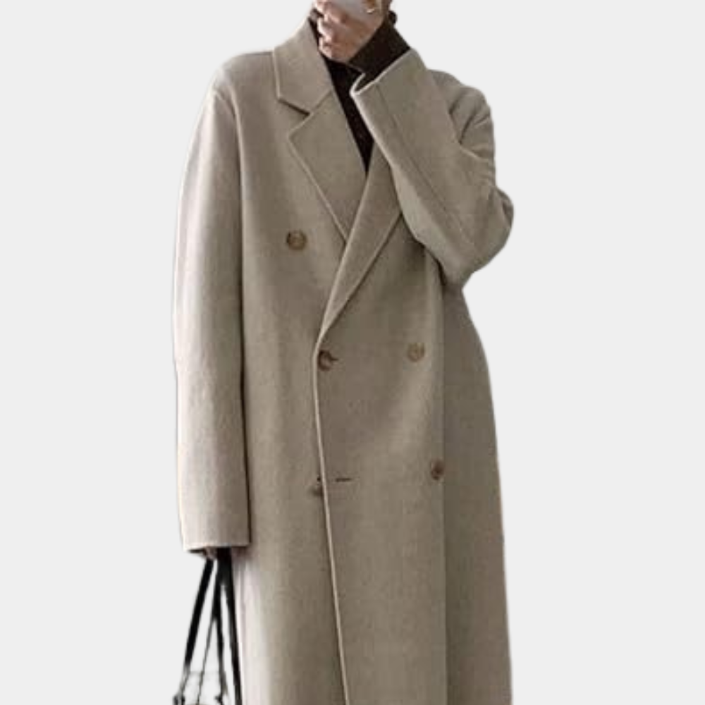 Langer Wintermantel Damen Elegant mit Knöpfen Hochwertiges Material-6