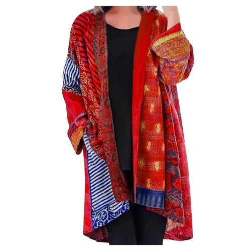 Langer Damen-Cardigan im Retro-Design, 100 % Acryl, mit langen Ärmeln-1