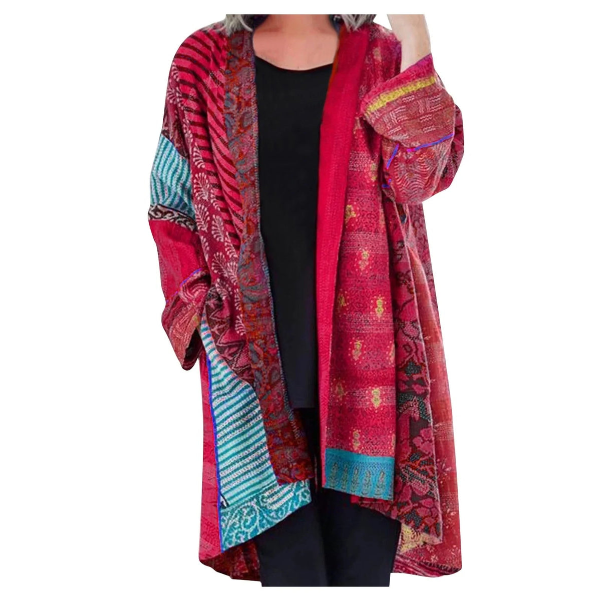 Langer Damen-Cardigan im Retro-Design aus 100% Acryl mit langen Ärmeln-2
