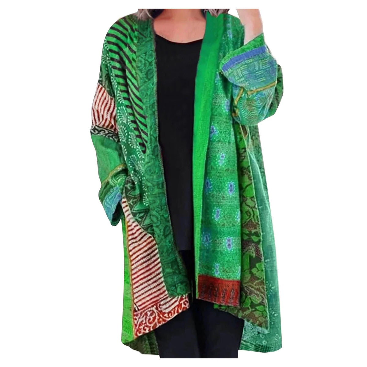 Langer Damen-Cardigan im Retro-Design, 100% Acryl, mit langen Ärmeln-5