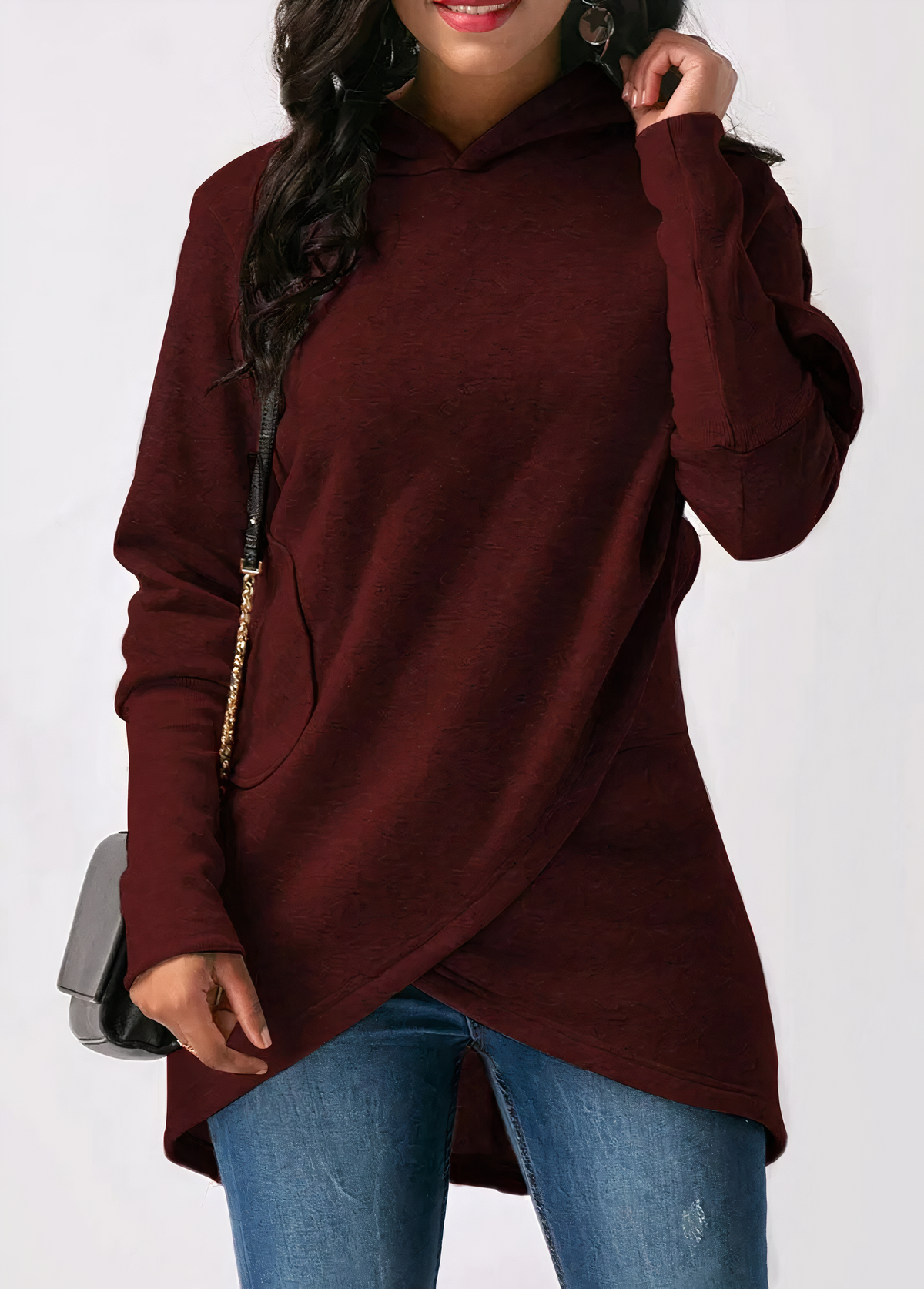 Asymmetrischer Hoodie für Damen aus weichem Material mit Kapuze – perfekt für den Alltag und lässige Outfits 8