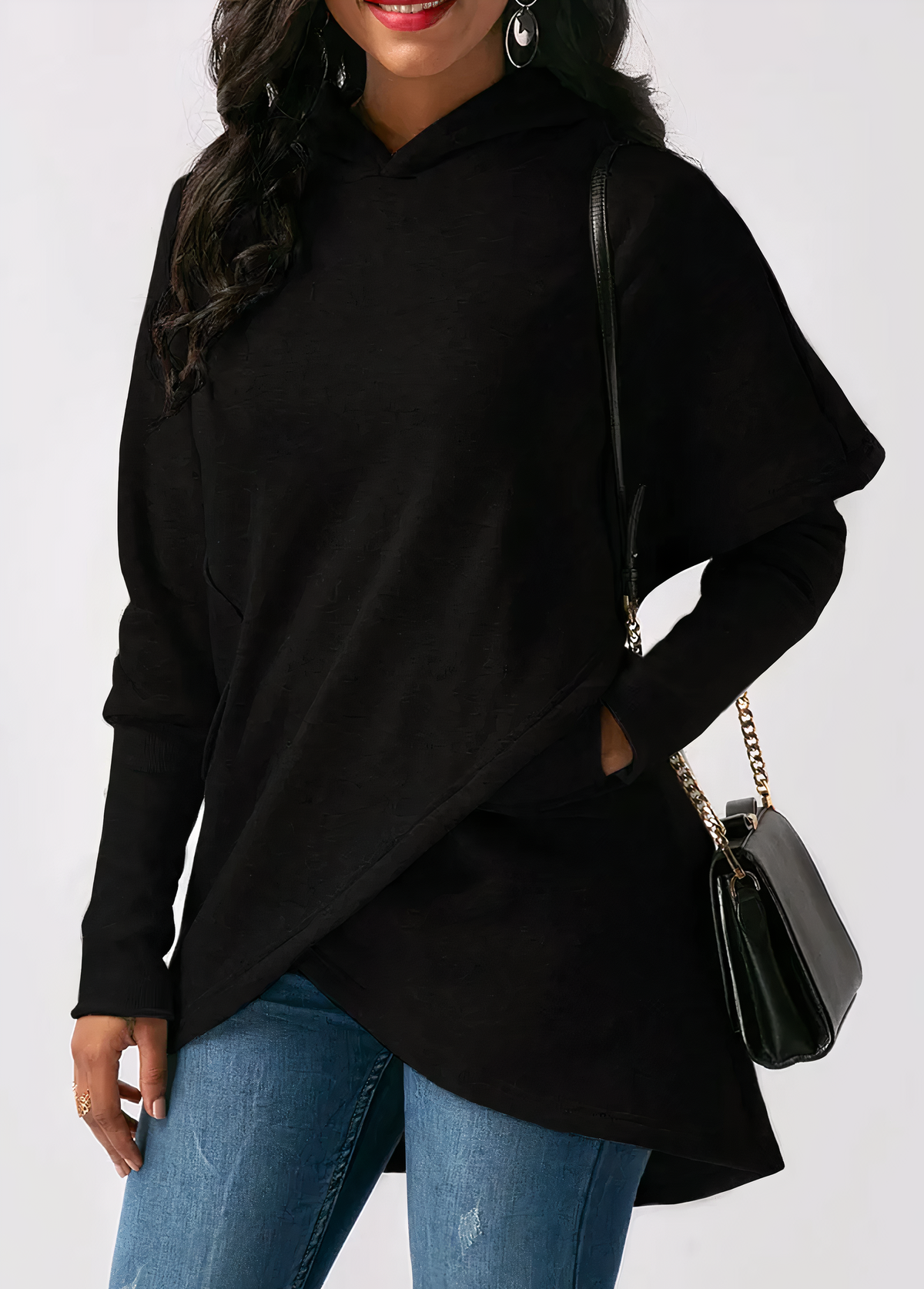 Asymmetrischer Hoodie für Damen aus weichem Material mit Kapuze – perfekt für den Alltag und lässige Outfits 7