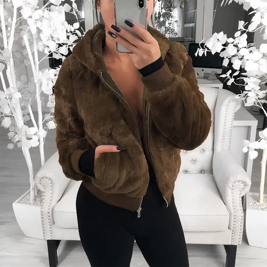 Damenjacke Bomberjacke Synthetisches Fell Eleganter Stil-1