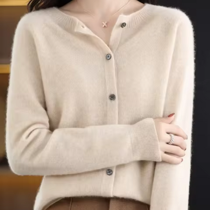 Lange Strickjacke Damen Entspannte Kaschmirqualität 4