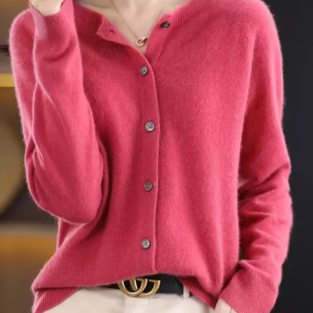 Lange Strickjacke Damen Entspannte Kaschmirqualität 5