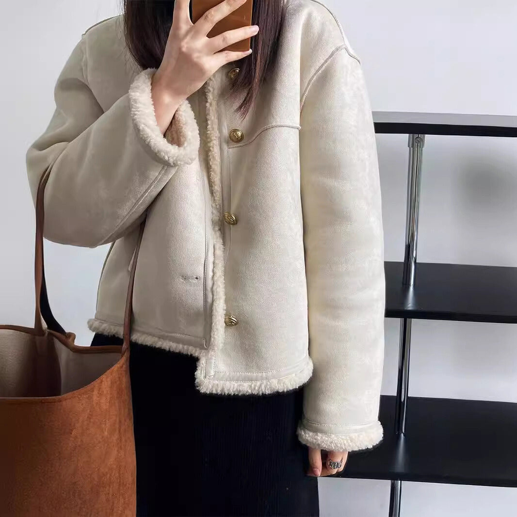 Damenjacke Blumenmuster Wollmischung Moderner Stil-4