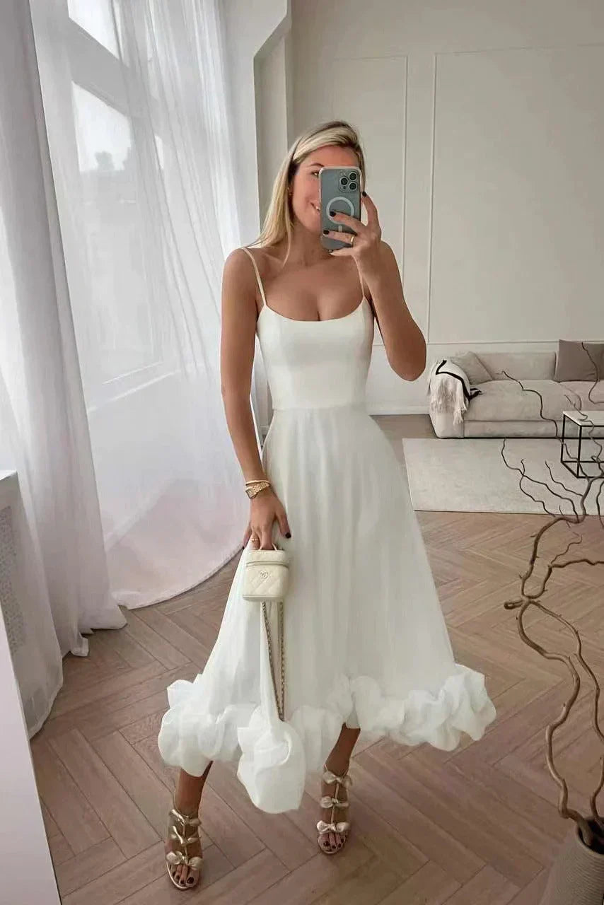 Damen-Midikleid, mit Rüschendetails aus weichen Polyester-Mischung-4