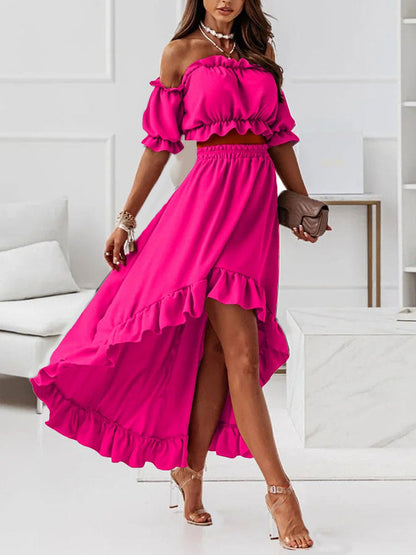 Variant image for Damen-Kleid, zweiteilig, asymmetrisches Polyester, mit Rüschen-21