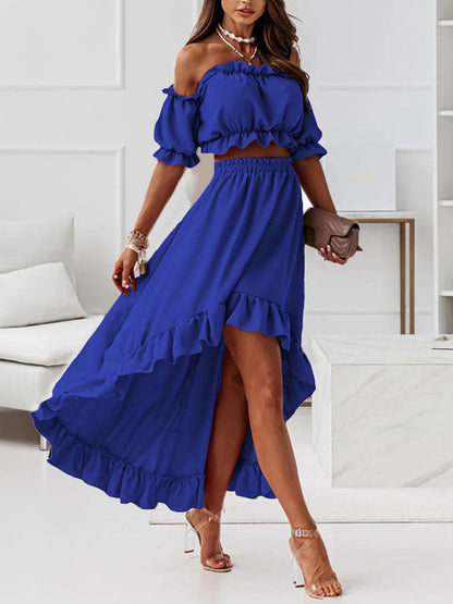 Variant image for Damen-Kleid, zweiteilig, asymmetrisches Polyester, mit Rüschen-25