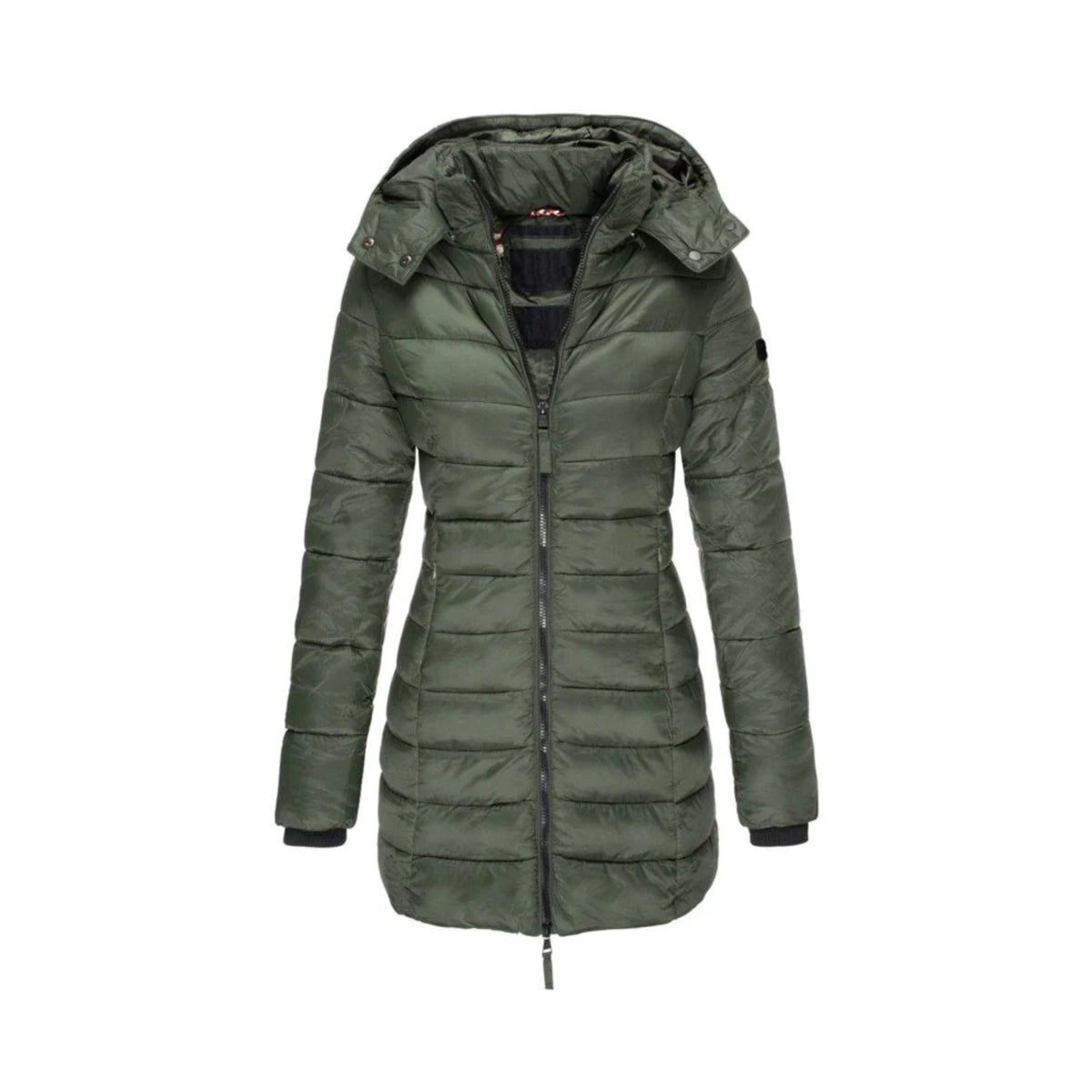 Langer Wintermantel Damen Elegant Polyester mit Abnehmbarem Kragen-4