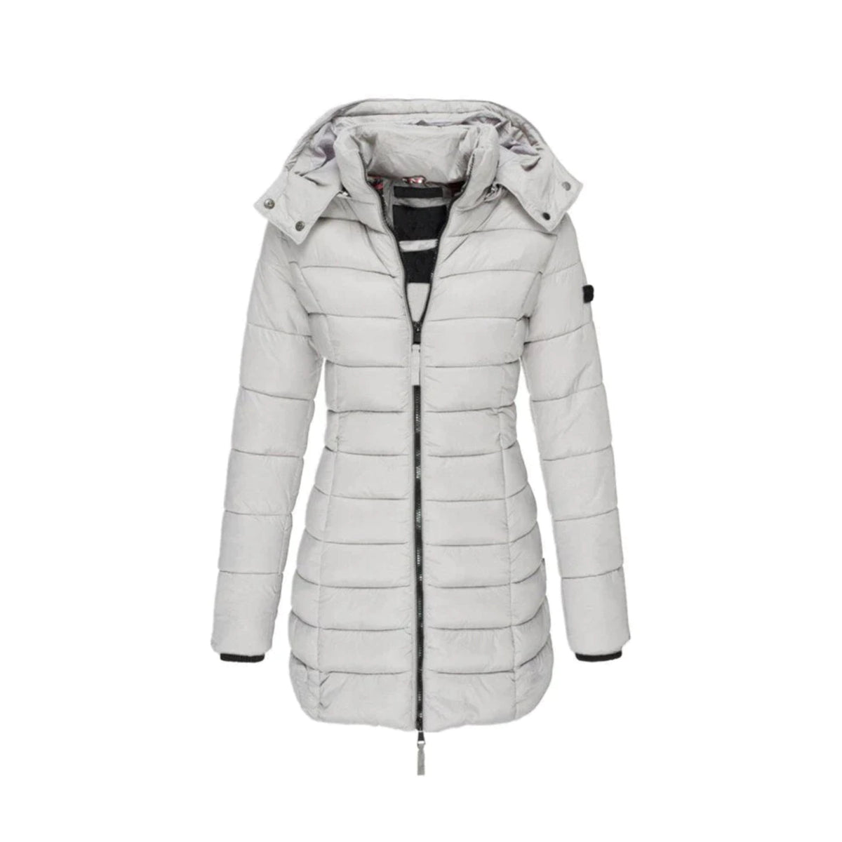 Langer Wintermantel Damen Elegant Polyester mit Abnehmbarem Kragen-5