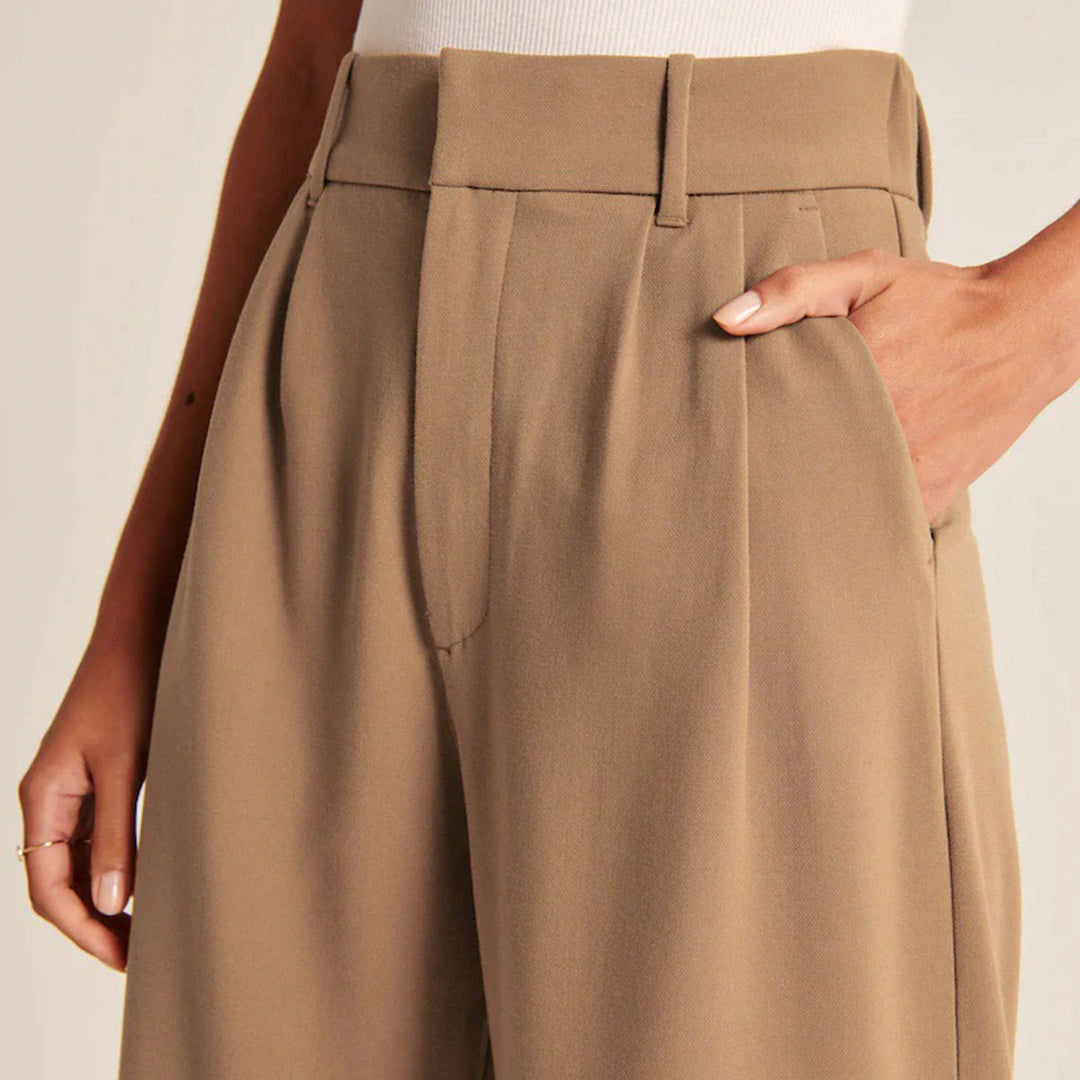 Damen-Anzughose, hohe Taille, stretchiger Stoff, elegantes Design-3