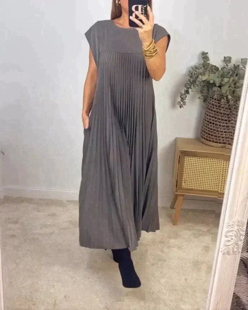 Schöne Damenkleider im Falten-Design mit kurzen Ärmeln aus Polyester – Eleganter und zeitloser Stil für jeden Anlass 9