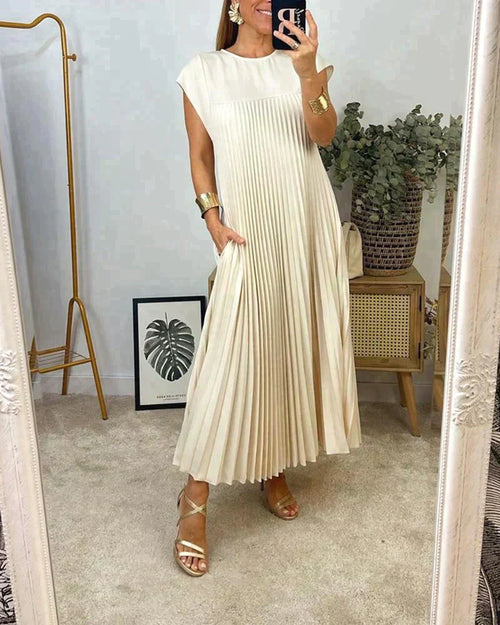 Schöne Damenkleider im Falten-Design mit kurzen Ärmeln aus Polyester – Eleganter und zeitloser Stil für jeden Anlass 1