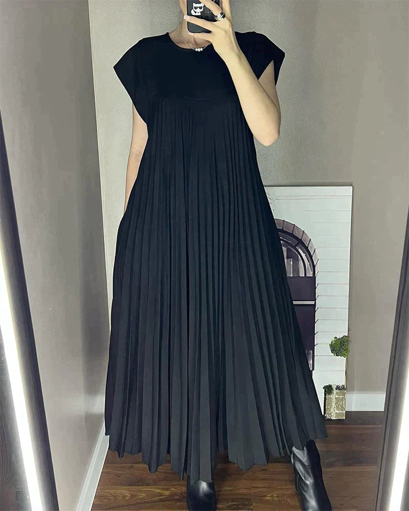 Schöne Damenkleider im Falten-Design mit kurzen Ärmeln aus Polyester – Eleganter und zeitloser Stil für jeden Anlass 6