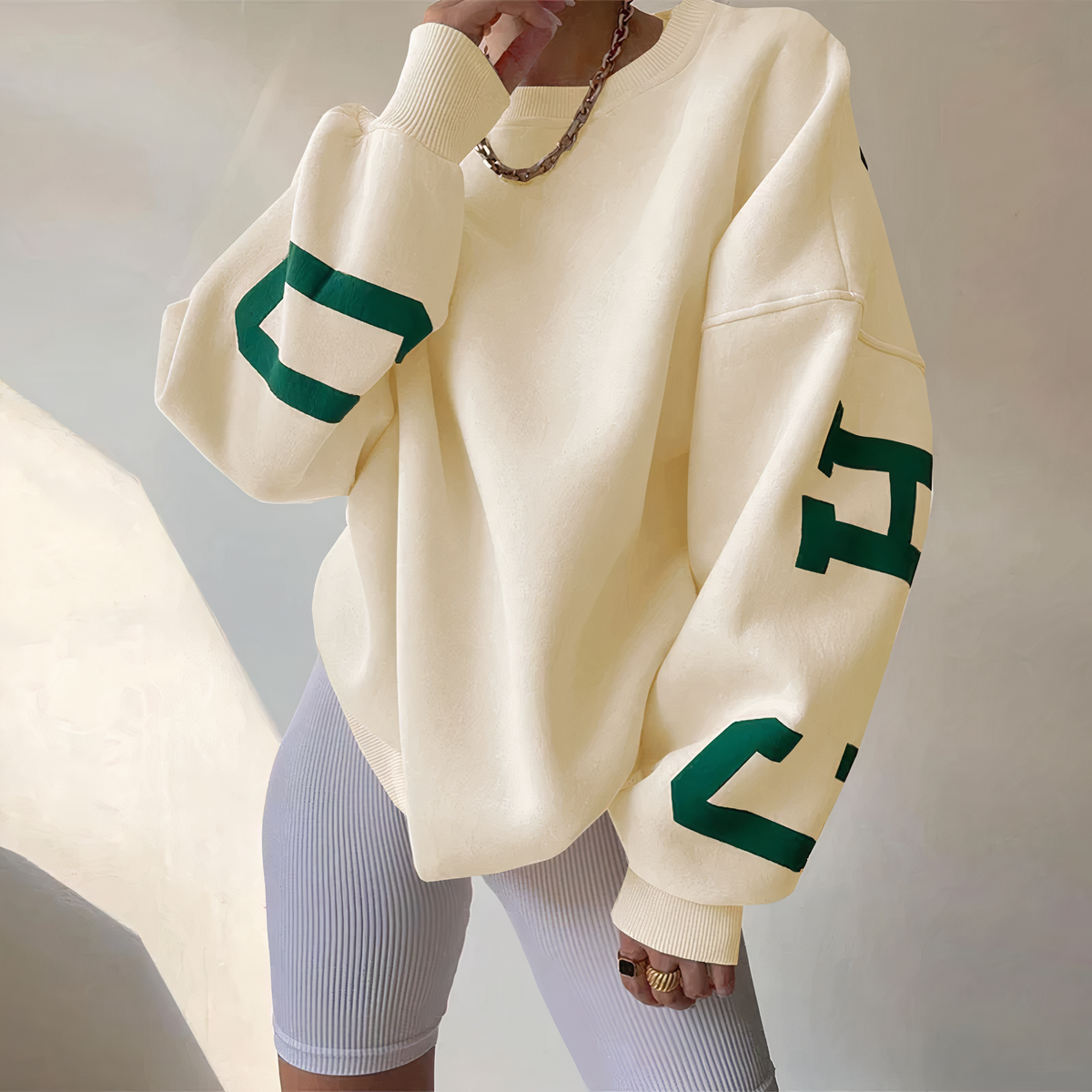 Damen-Langarmpullover, mit runder Halsausschnitt und Druck, aus Polyester-6