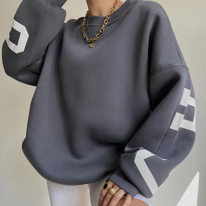 Damen-Langarmpullover, mit runder Halsausschnitt und Druck, aus Polyester-4
