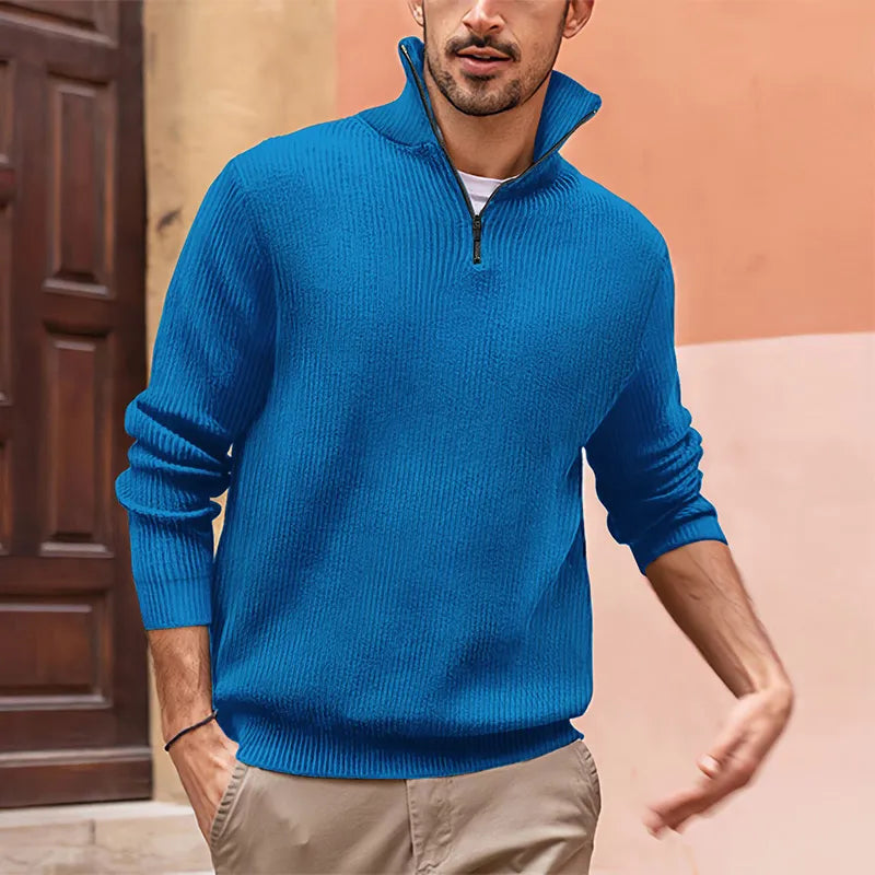 Herrenpullover mit Halbreißverschluss, modernes Design, aus 100 % Baumwolle-4