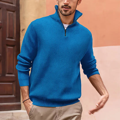 Herrenpullover mit Halbreißverschluss, modernes Design, aus 100 % Baumwolle-4