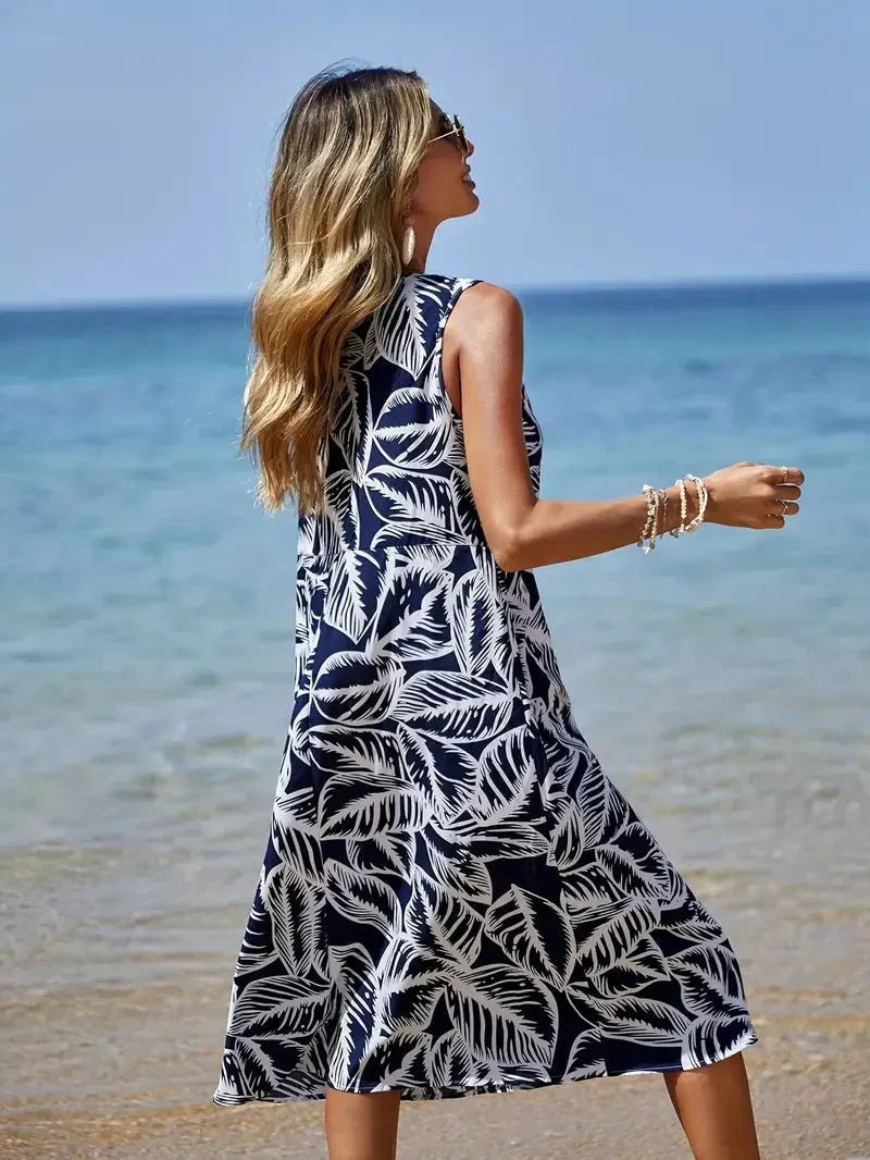 Damen-Midi-Kleid, Spaghettiträger, Polyester, Schöne Damenkleider-2