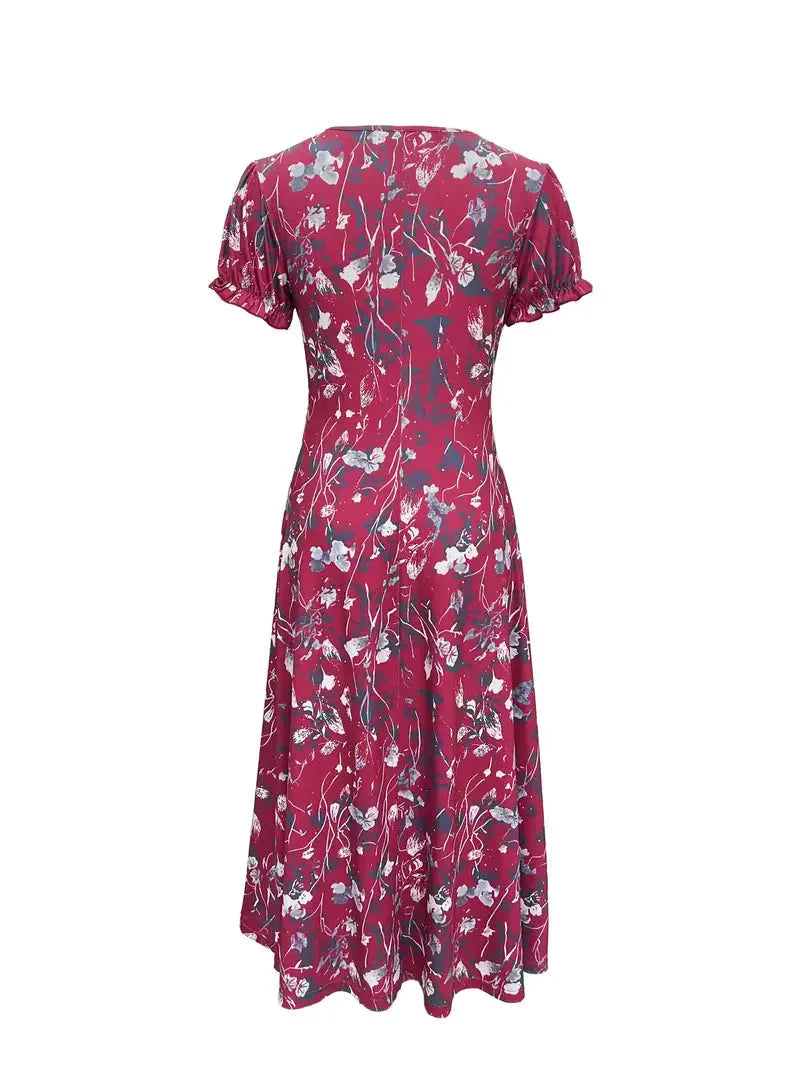 Damen-Maxikleid, Runder Ausschnitt, Dacron, Elasthan, für Fest und Lässiger Stil-6