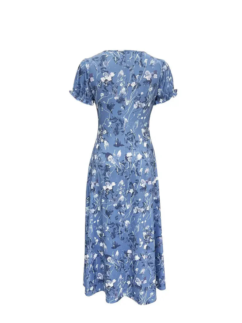Damen-Maxikleid, Runder Ausschnitt, Dacron, Elasthan, für Fest und Lässiger Stil-2