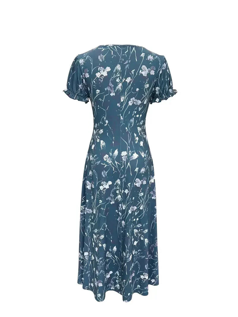 Damen-Maxikleid, Runder Ausschnitt, Dacron, Elasthan, für Fest und Lässiger Stil-3