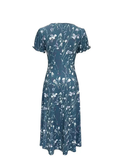 Damen-Maxikleid, Runder Ausschnitt, Dacron, Elasthan, für Fest und Lässiger Stil-3