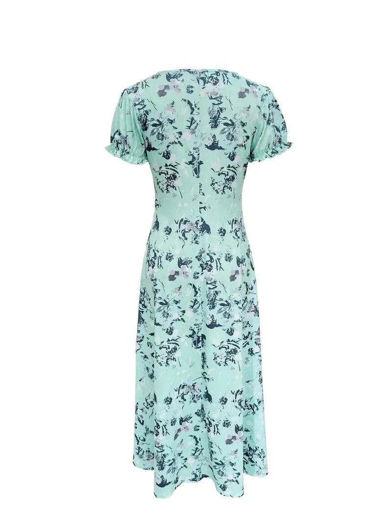 Damen-Maxikleid, Runder Ausschnitt, Dacron, Elasthan, für Fest und Lässiger Stil-4