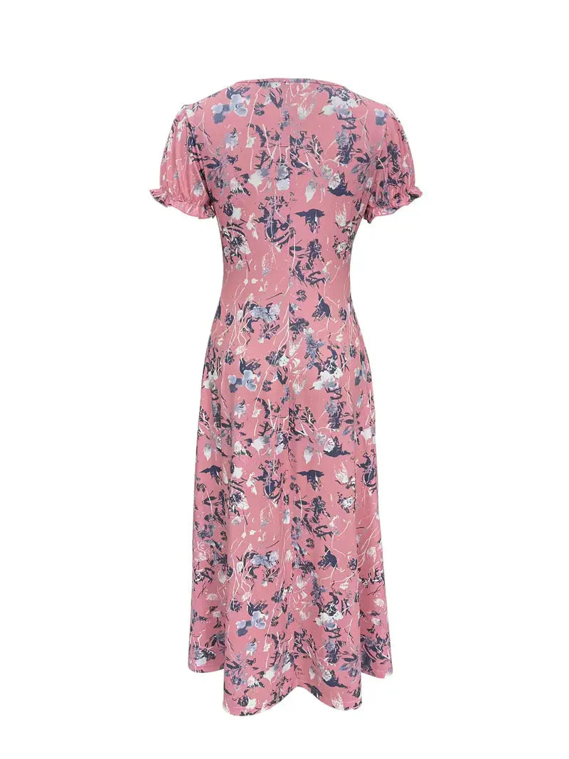 Damen-Maxikleid, Runder Ausschnitt, Dacron, Elasthan, für Fest und Lässiger Stil-5