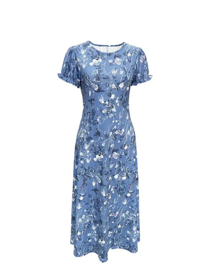 Damen-Maxikleid, Runder Ausschnitt, Dacron, Elasthan, für Fest und Lässiger Stil-1