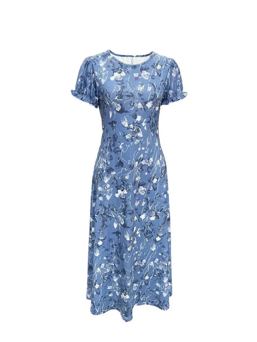 Damen-Maxikleid, Runder Ausschnitt, Dacron, Elasthan, für Fest und Lässiger Stil-1