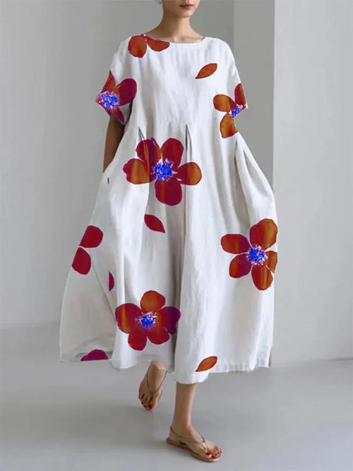 Damen-Maxikleid, lockere Fit, kurze Ärmel, weiches Material, Sommer-1