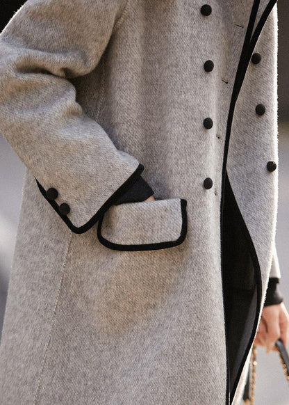 Damen-Trenchcoat, doppelreihiges Patchwork, Wolle 5