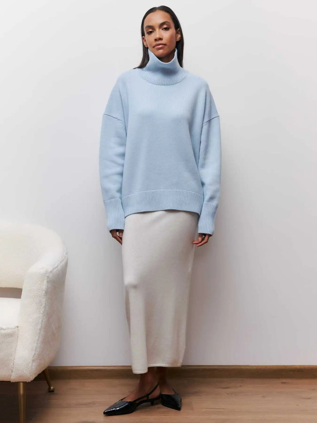 Damen-Rollkragenpullover, lässige Mikrofaser, Polyester 6