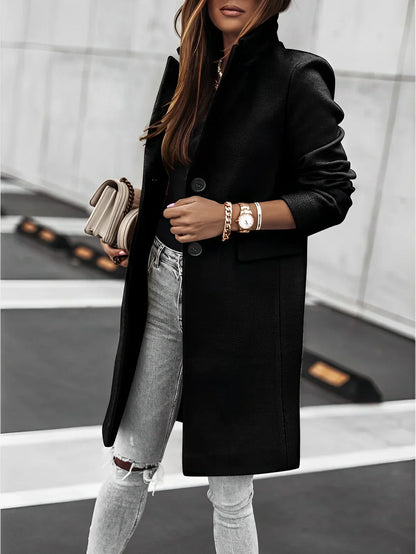 Damen-Mantel Klassischer 2-Knopf-Wintermantel aus hochwertigem Material-3
