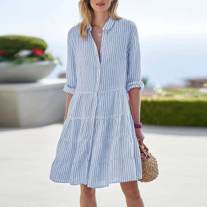 Damen-Sommerkleid, locker, sitzend, halbe Ärmel, weicher Stoff-4