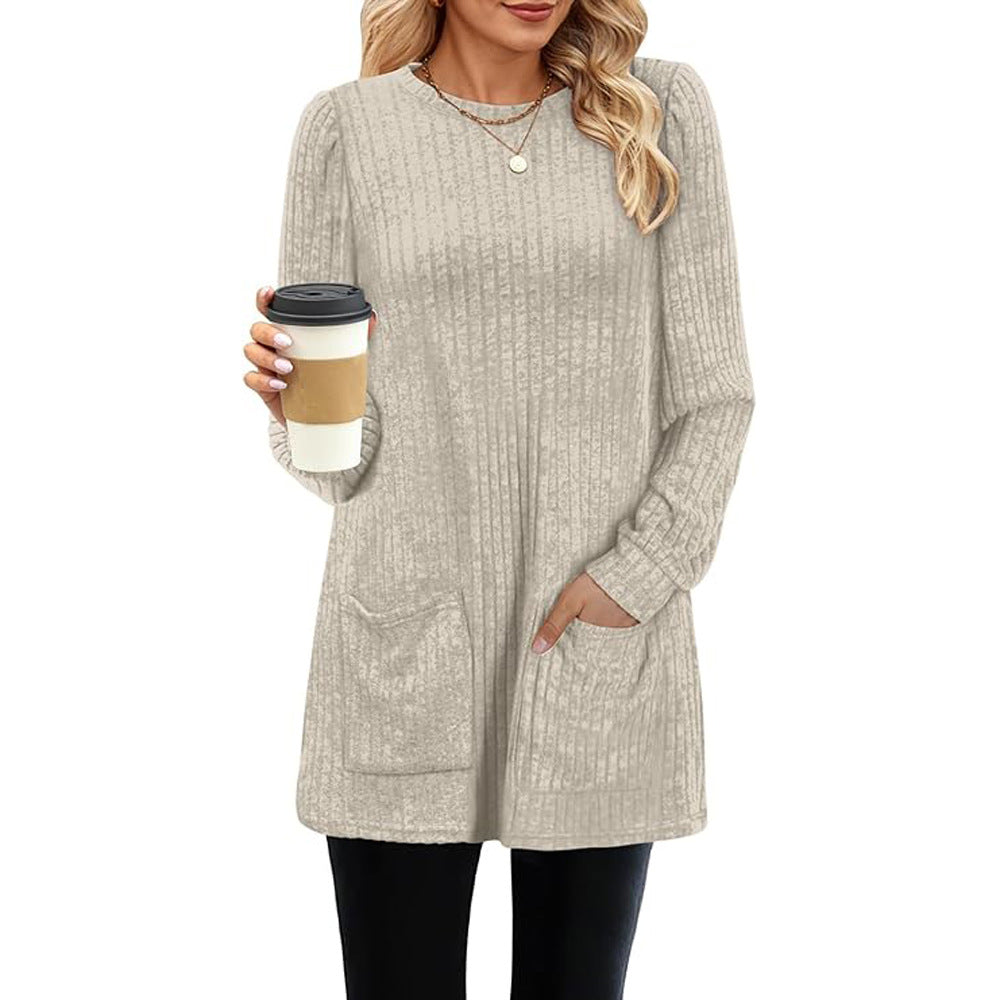 Variantenbild für halblanges Damen-Strickkleid aus Acryl für Herbst und Winter-49