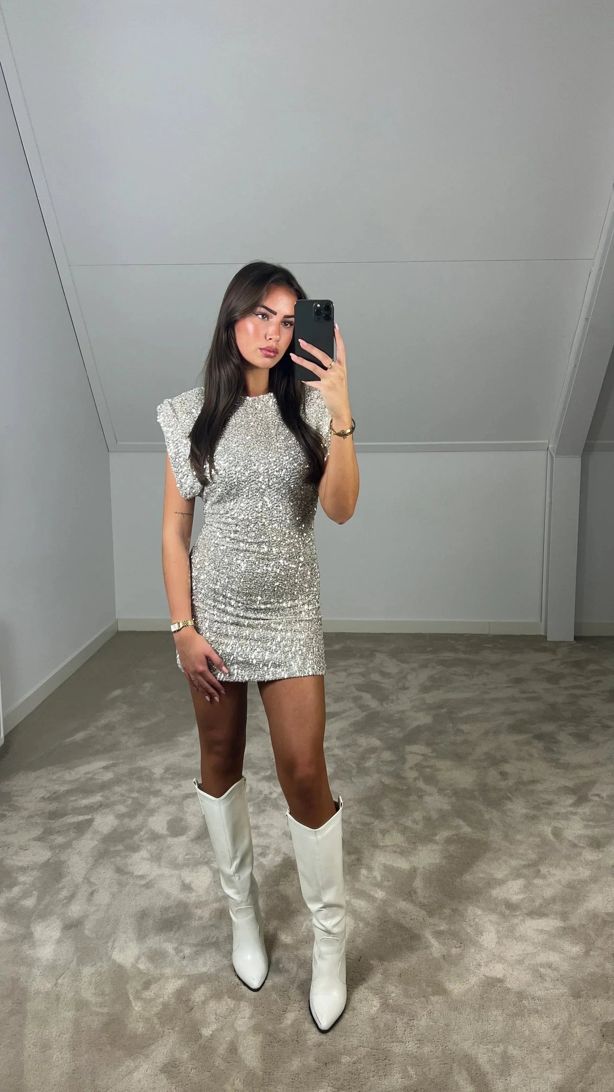 Damen-Minikleid, figurbetonter Paillettenstoff-2