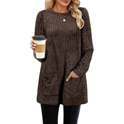Variantenbild für halblanges Damen-Strickkleid aus Acryl für Herbst und Winter-41