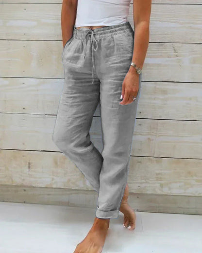 Stylische Damenhosen mit Gummibund – leichte Leinenhosen aus Baumwolle für Alltag und Fest 3