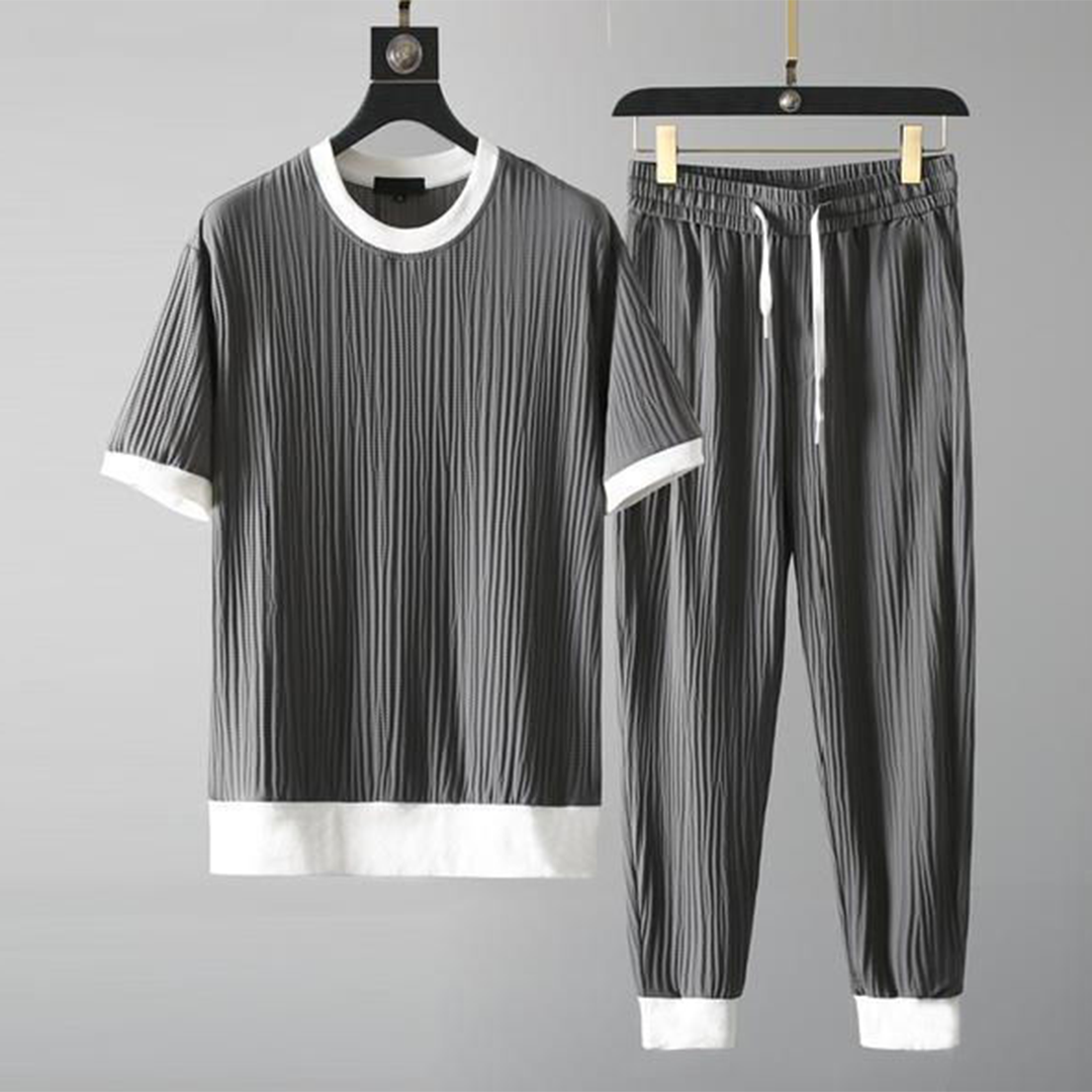 Herren-Sommerset mit kurzärmeligem T-Shirt und Shorts aus Polyester-3