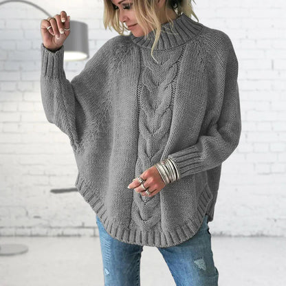 Damen-Wollpullover, Oversized, Rollkragen, langärmelig-4
