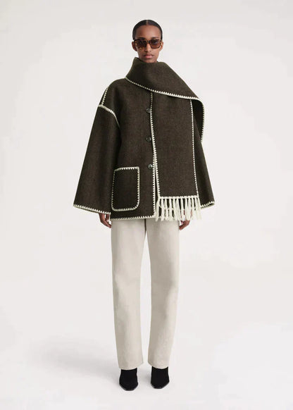 Variant image for Damenjacke mit Schal Luxuriöses Design Polyester-17