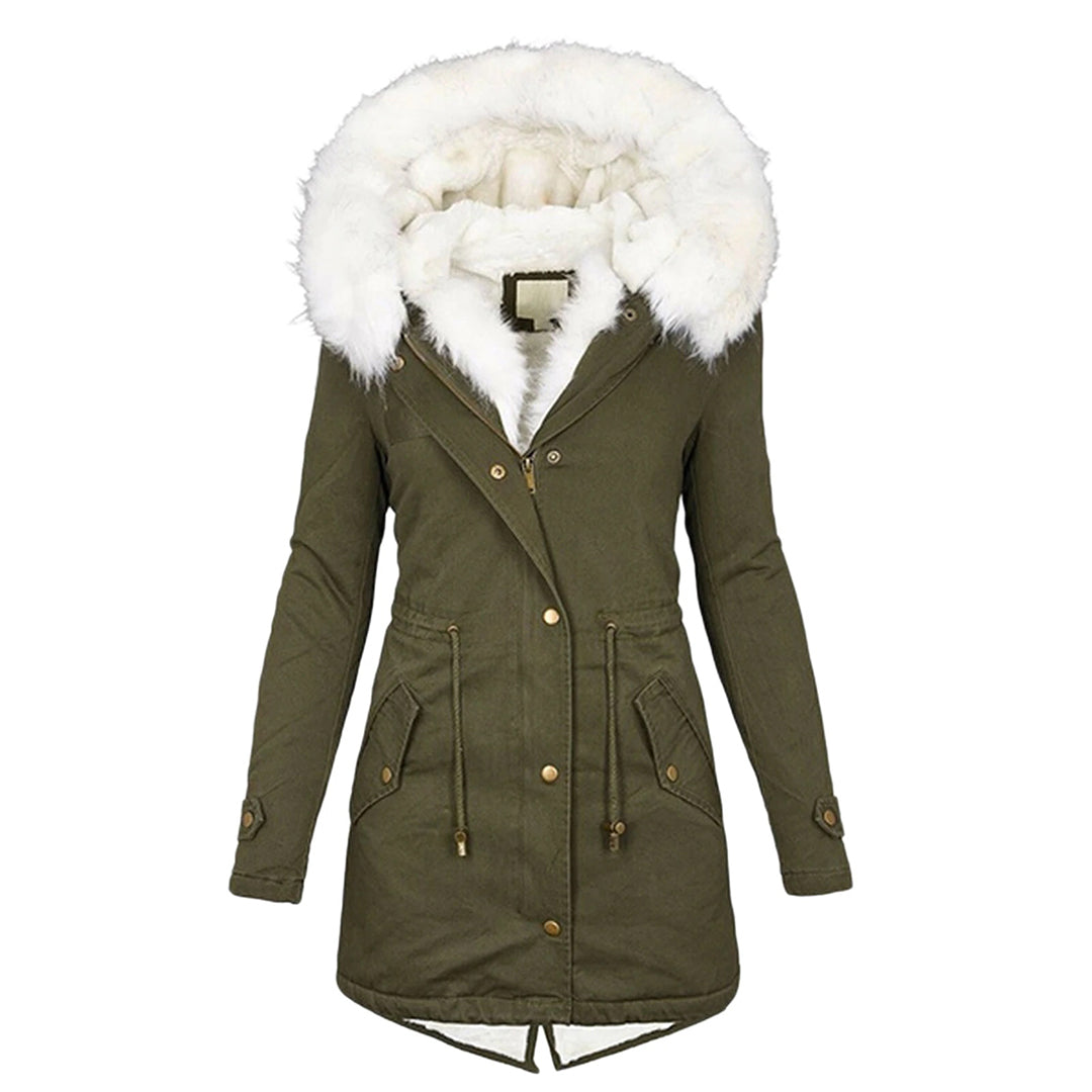 Langer Wintermantel Damen Fleece-gefüttert Trendig Polyester 5