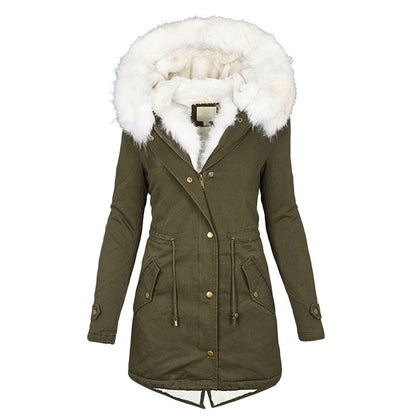 Langer Wintermantel Damen Fleece-gefüttert Trendig Polyester 11