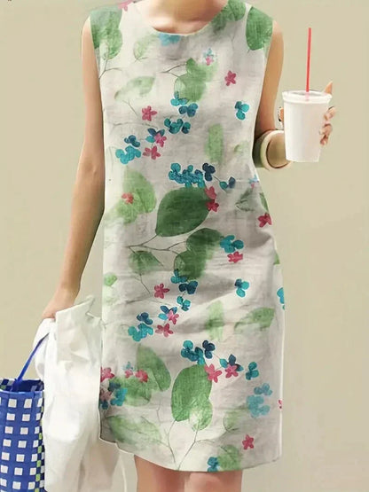 Damenkleid, große Blumen, leichter Stoff, für des Sommers, elegante Anlässe-3